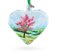 Glass heart, handmade "Spring landscape", 11cm GB303-1566