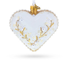 Glass heart, handmade, decorated with pearls, 11cm GB106-1568
