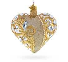 Glass heart, handmade, decorated with rhinestones, 11cm GB606-1569