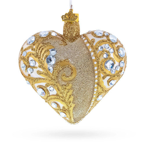 Glass heart, handmade, decorated with rhinestones, 11cm GB606-1569