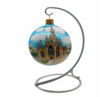 Glass ball, handmade "Manchester", blue, 8 cm