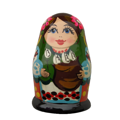 A wooden magnet "A doll dressed in traditional Ukrainian clothes"
